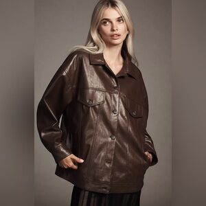 Anthropologie Weston Faux Leather Boyfriend Jacket by Pilcro